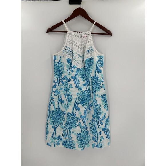 LILLY PULITZER Pearl Lace Shift Dress, Size 2, Blue White Back It Up, EUC - Picture 3 of 13